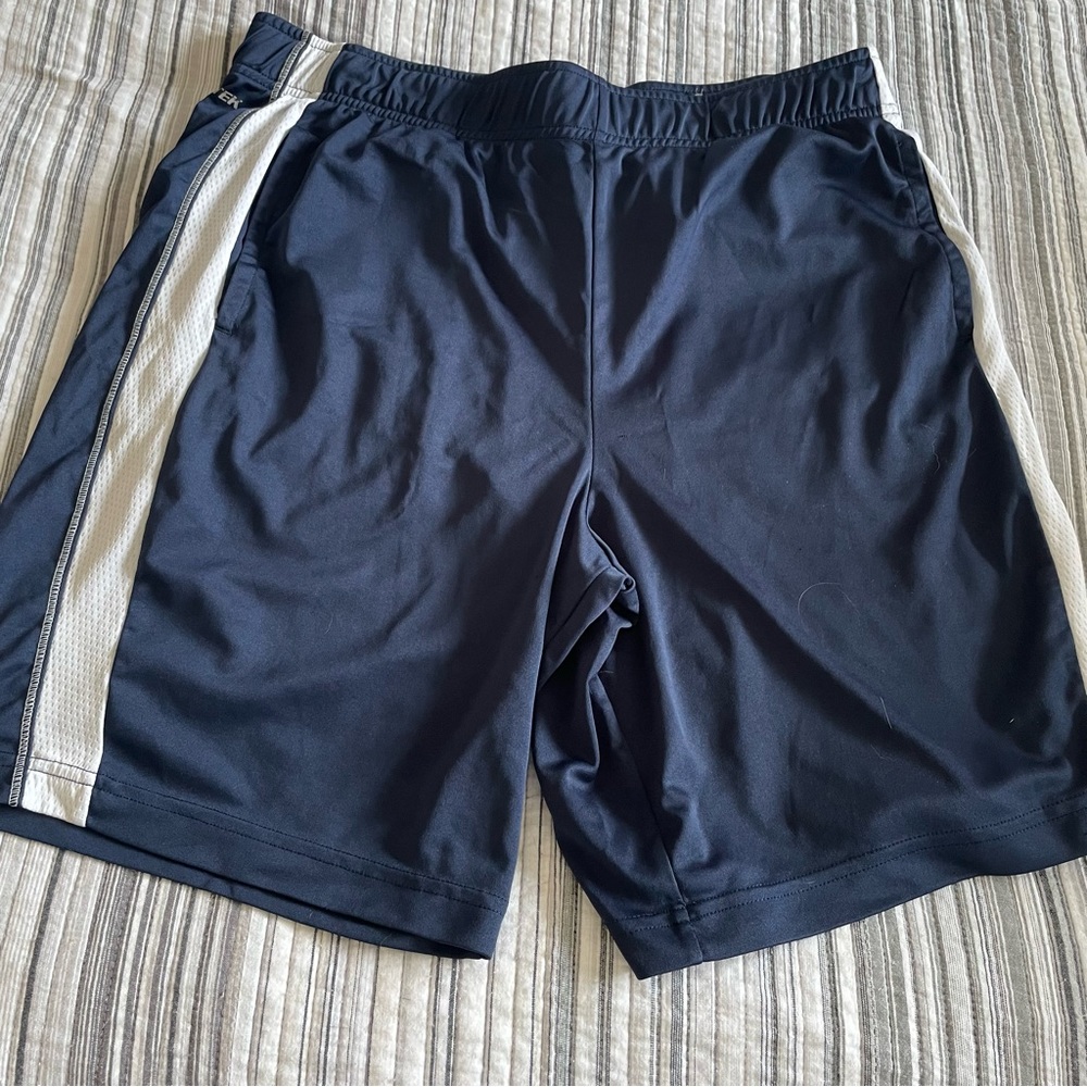 2 pairs of mens athletic shorts, black & blue, size M